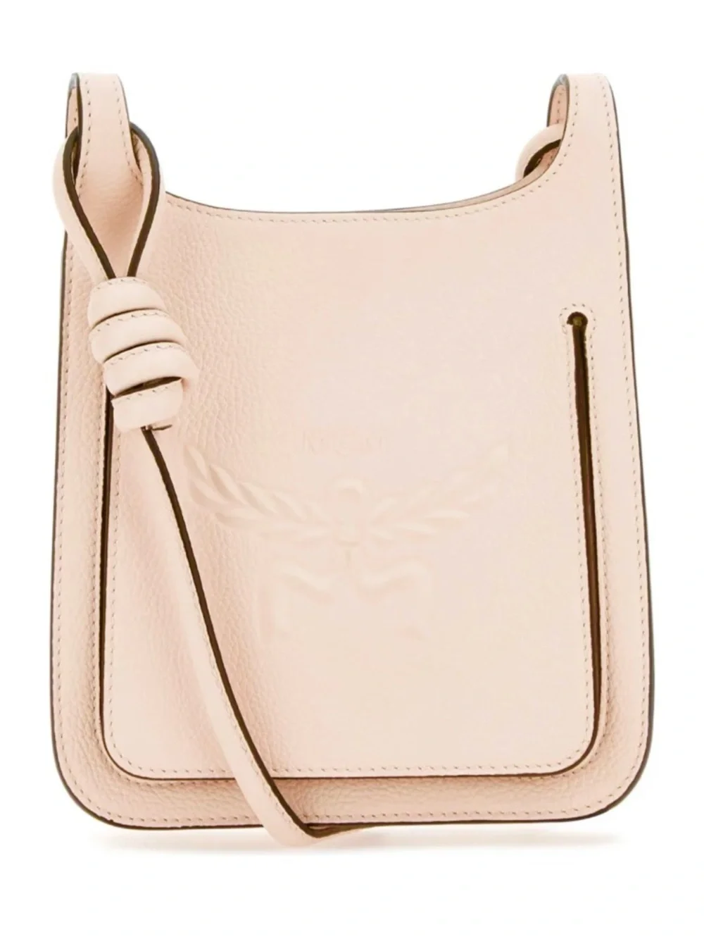 MCM Pale Pink Leather Mini Himmel Hobo Crossbody Bag